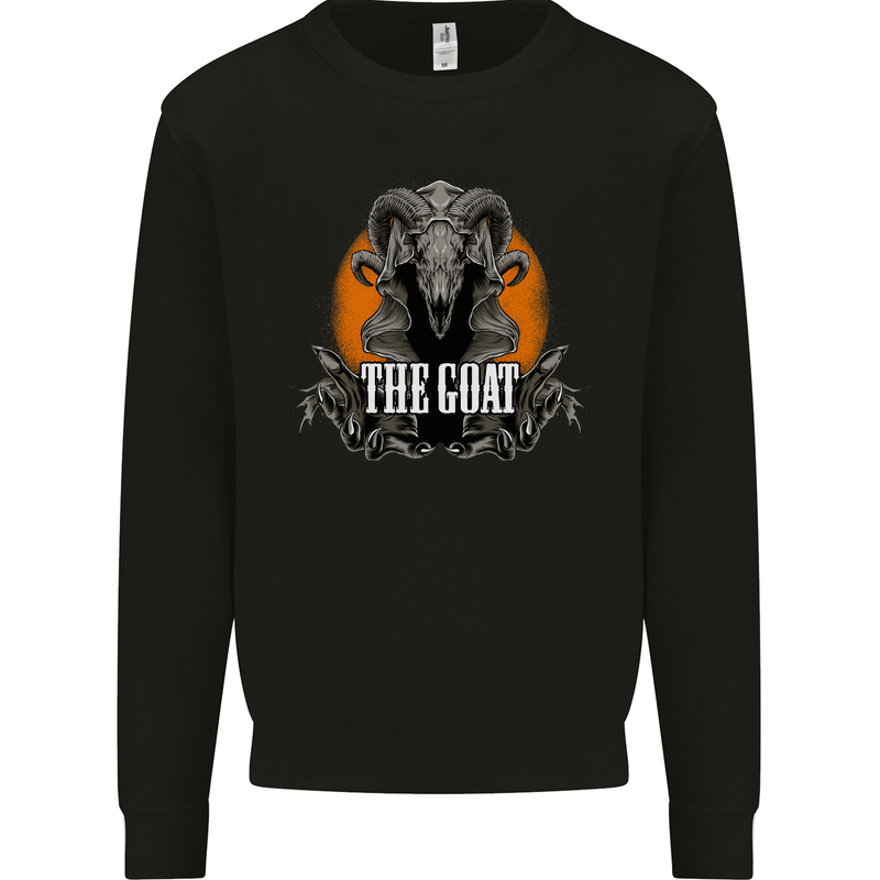The Goat Skull Gothic Demon Satan Monster Kids Sweatshirt Jumper Black