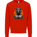 The Goat Skull Gothic Demon Satan Monster Kids Sweatshirt Jumper Bright Red