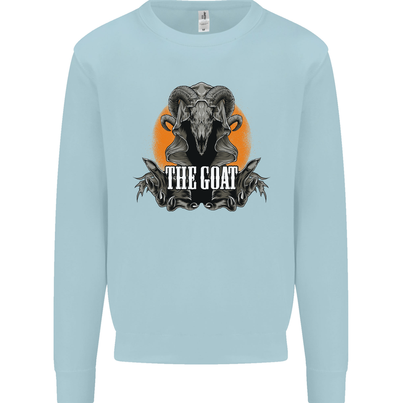 The Goat Skull Gothic Demon Satan Monster Kids Sweatshirt Jumper Light Blue