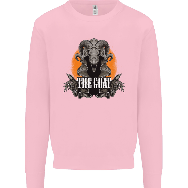 The Goat Skull Gothic Demon Satan Monster Kids Sweatshirt Jumper Light Pink