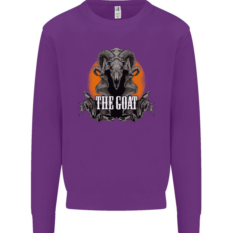 The Goat Skull Gothic Demon Satan Monster Kids Sweatshirt Jumper Purple