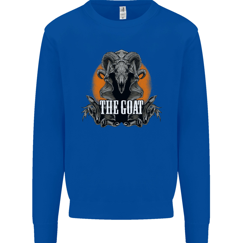 The Goat Skull Gothic Demon Satan Monster Kids Sweatshirt Jumper Royal Blue