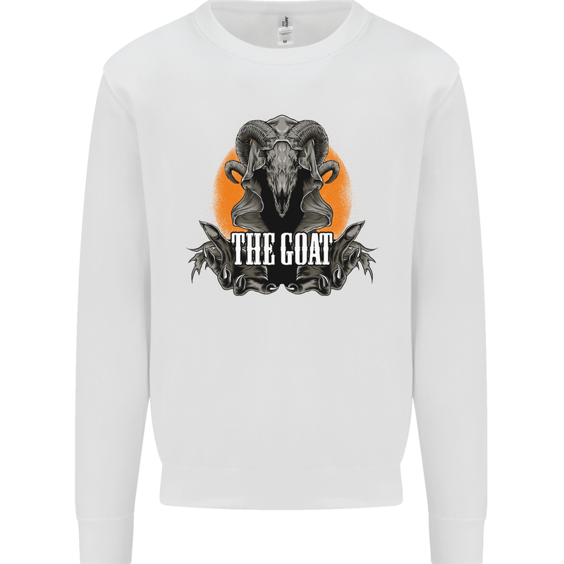 The Goat Skull Gothic Demon Satan Monster Kids Sweatshirt Jumper White