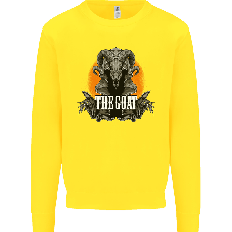 The Goat Skull Gothic Demon Satan Monster Kids Sweatshirt Jumper Yellow