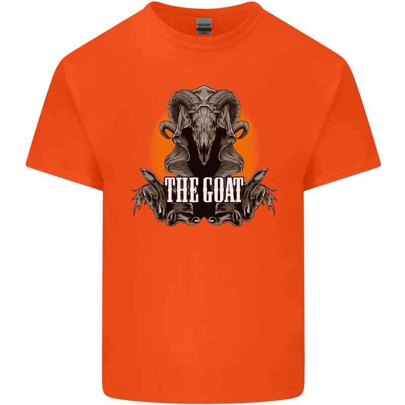 The Goat Skull Gothic Demon Satan Monster Kids T-Shirt Childrens Orange