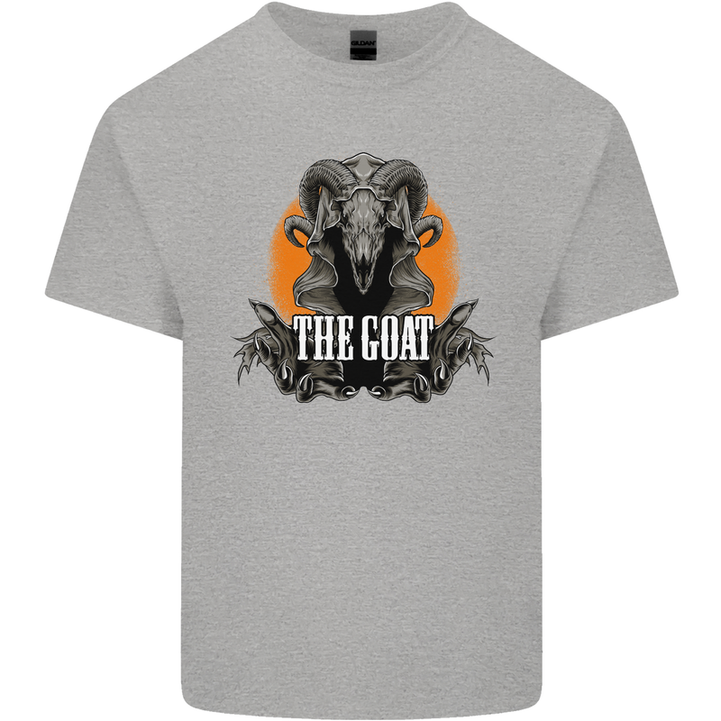 The Goat Skull Gothic Demon Satan Monster Kids T-Shirt Childrens Sports Grey