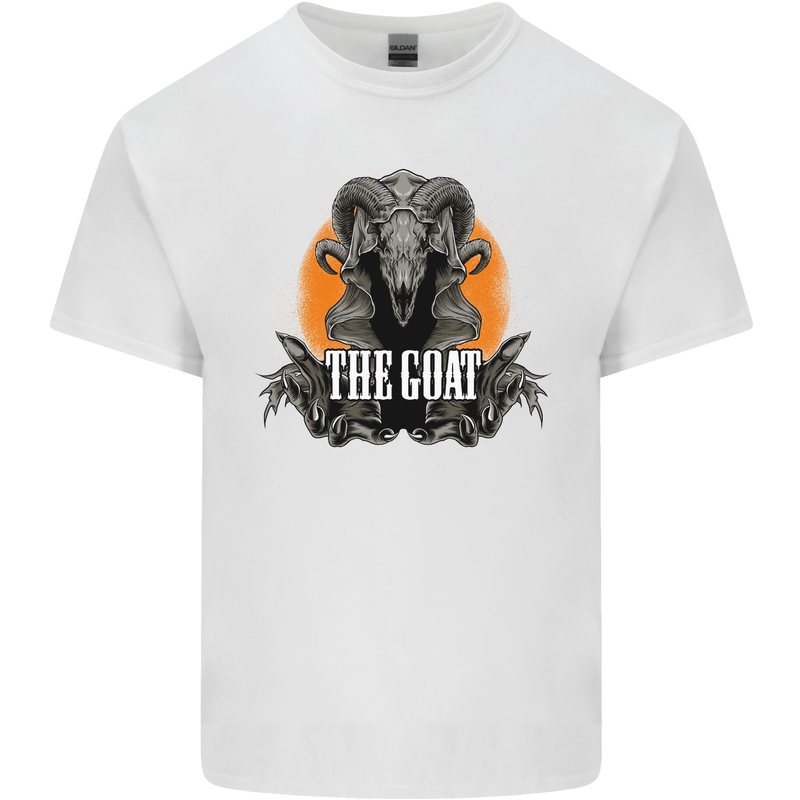 The Goat Skull Gothic Demon Satan Monster Kids T-Shirt Childrens White