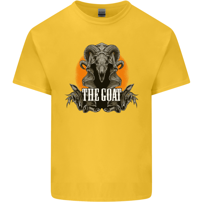 The Goat Skull Gothic Demon Satan Monster Kids T-Shirt Childrens Yellow