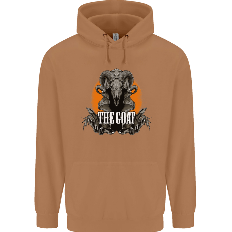 The Goat Skull Gothic Demon Satan Monster Mens 80% Cotton Hoodie Caramel Latte