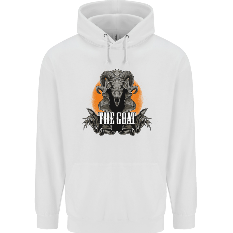 The Goat Skull Gothic Demon Satan Monster Mens 80% Cotton Hoodie White