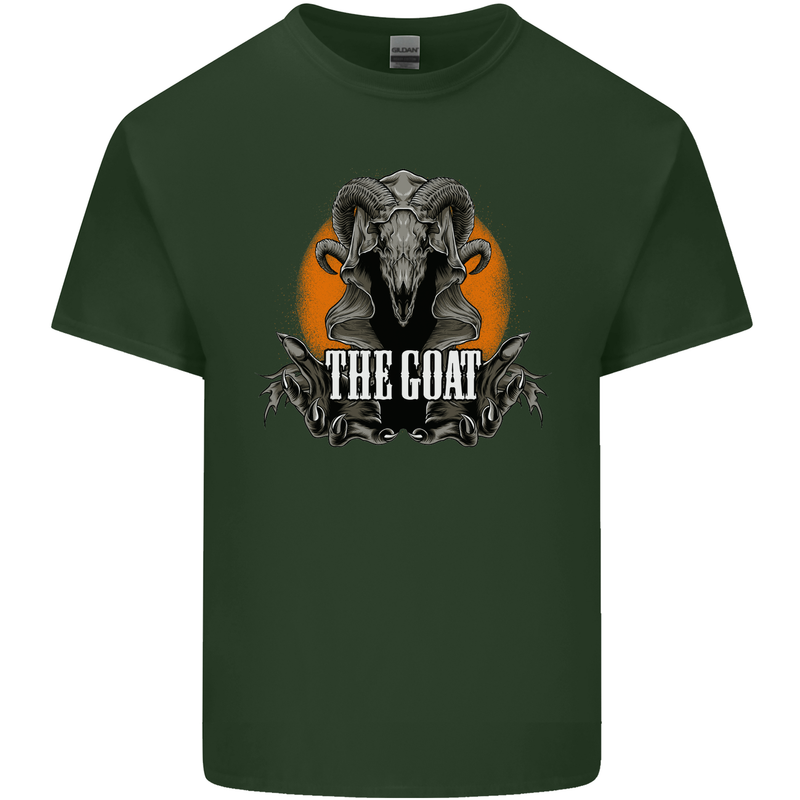 The Goat Skull Gothic Demon Satan Monster Mens Cotton T-Shirt Tee Top Forest Green