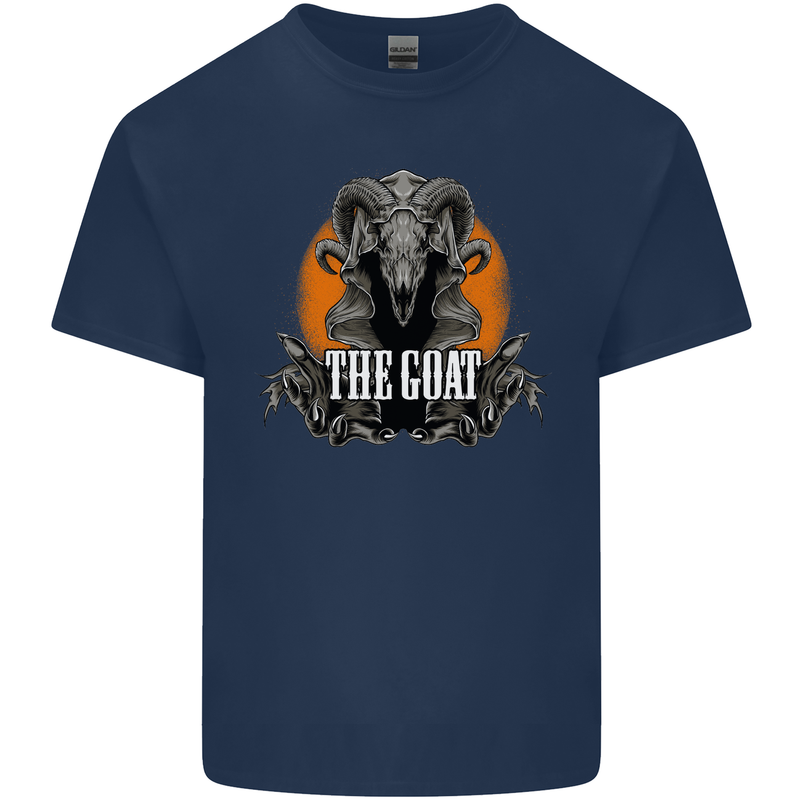 The Goat Skull Gothic Demon Satan Monster Mens Cotton T-Shirt Tee Top Navy Blue