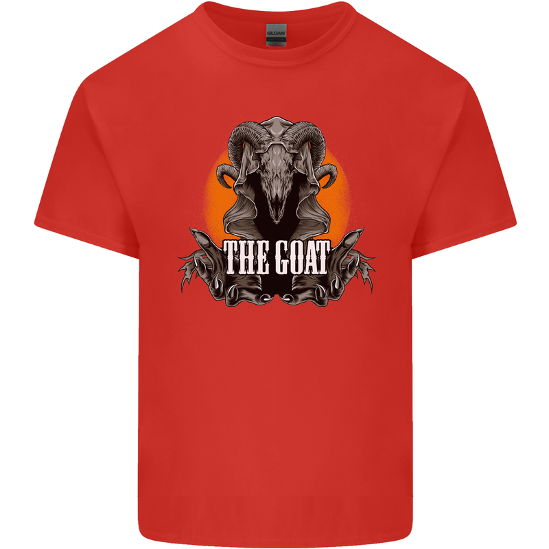 The Goat Skull Gothic Demon Satan Monster Mens Cotton T-Shirt Tee Top Red