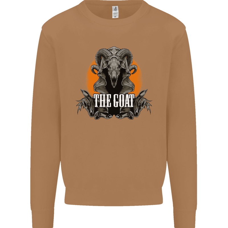 The Goat Skull Gothic Demon Satan Monster Mens Sweatshirt Jumper Caramel Latte