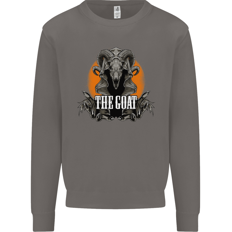 The Goat Skull Gothic Demon Satan Monster Mens Sweatshirt Jumper Charcoal