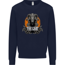 The Goat Skull Gothic Demon Satan Monster Mens Sweatshirt Jumper Navy Blue