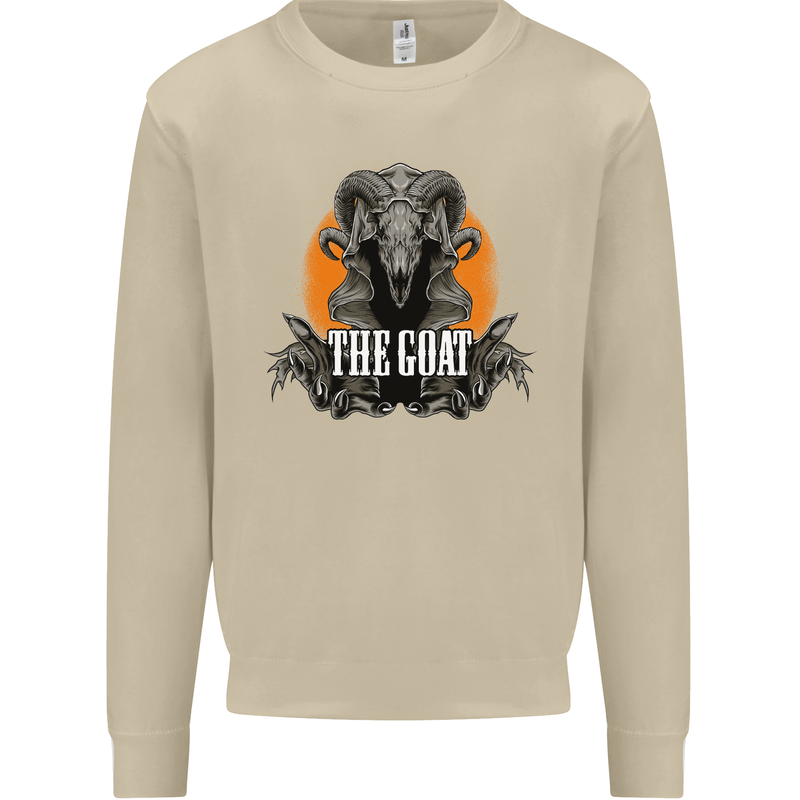 The Goat Skull Gothic Demon Satan Monster Mens Sweatshirt Jumper Sand
