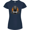 The Goat Skull Gothic Demon Satan Monster Womens Petite Cut T-Shirt Navy Blue