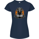 The Goat Skull Gothic Demon Satan Monster Womens Petite Cut T-Shirt Navy Blue