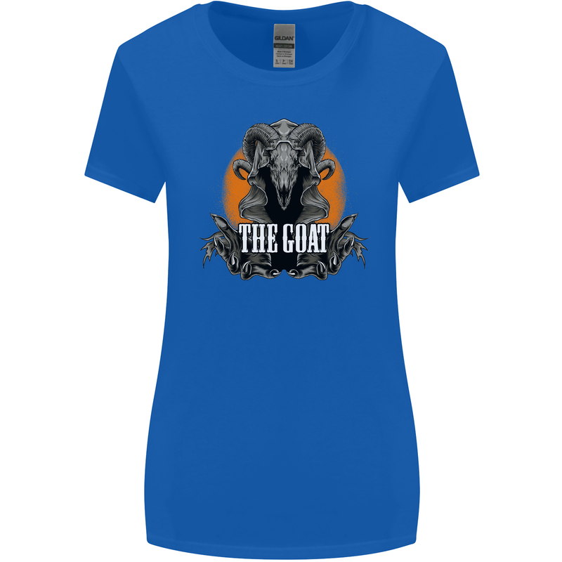 The Goat Skull Gothic Demon Satan Monster Womens Wider Cut T-Shirt Royal Blue