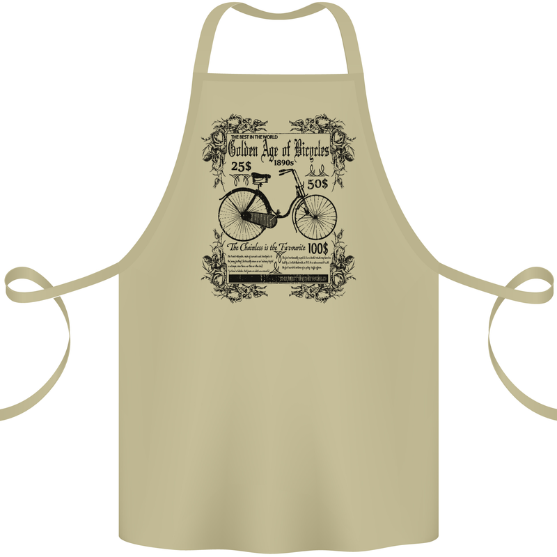 The Golden Age of Bicycles Cyclist Cycling Cotton Apron 100% Organic Khaki