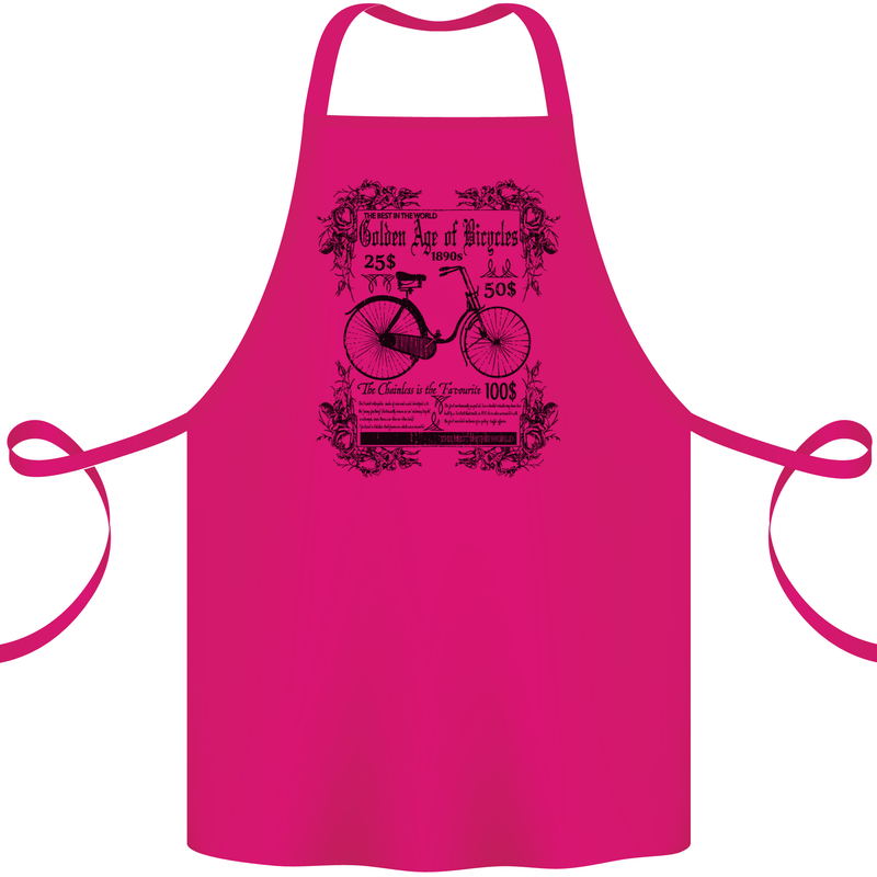 The Golden Age of Bicycles Cyclist Cycling Cotton Apron 100% Organic Pink