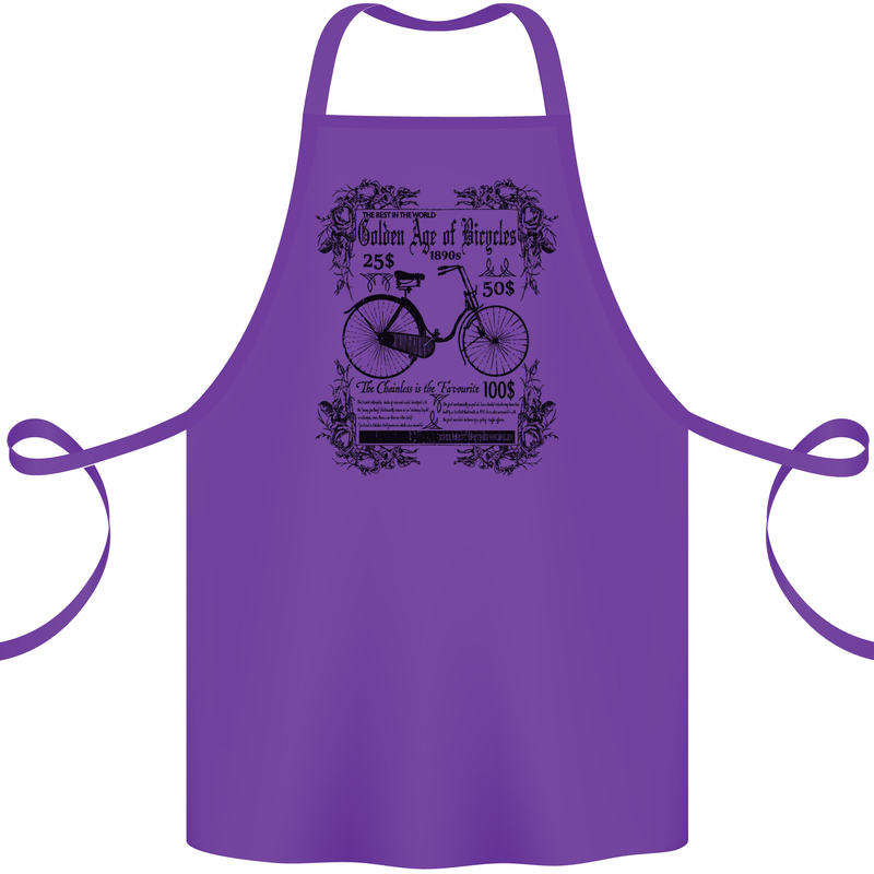 The Golden Age of Bicycles Cyclist Cycling Cotton Apron 100% Organic Purple