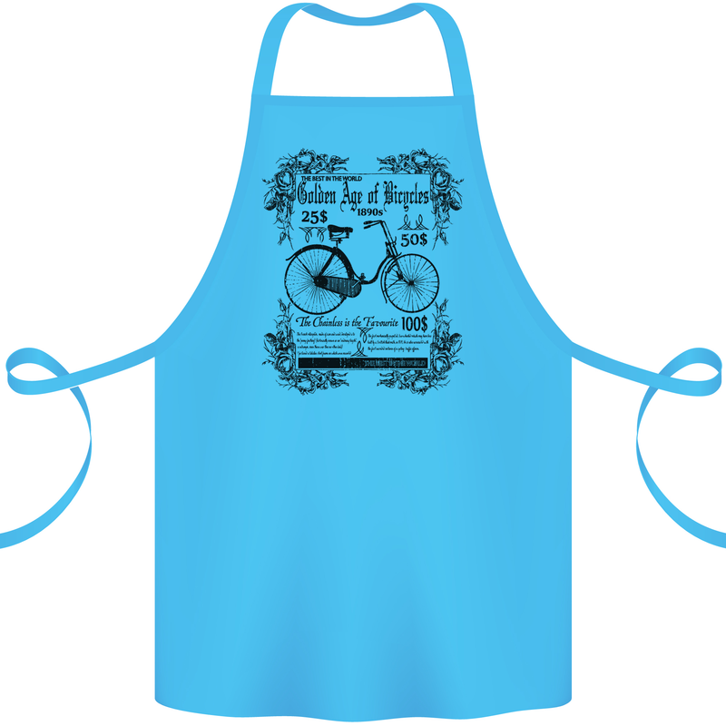 The Golden Age of Bicycles Cyclist Cycling Cotton Apron 100% Organic Turquoise