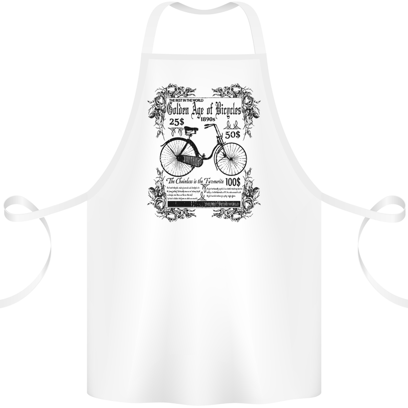 The Golden Age of Bicycles Cyclist Cycling Cotton Apron 100% Organic White