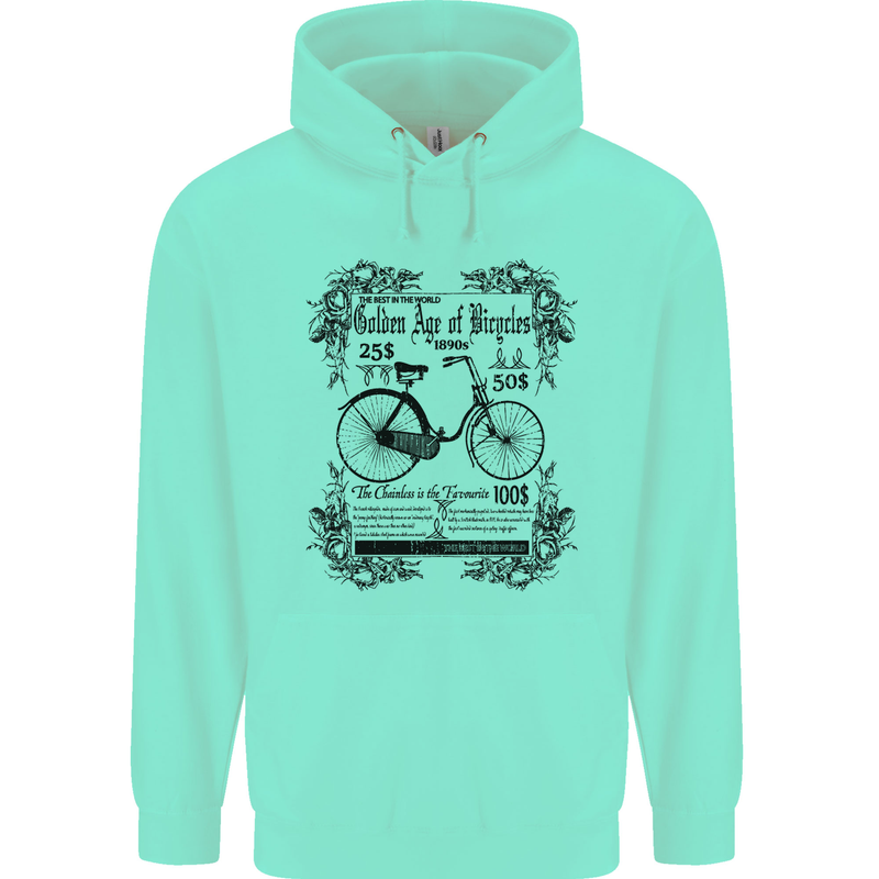 The Golden Age of Bicycles Cyclist Cycling Mens 80% Cotton Hoodie Peppermint