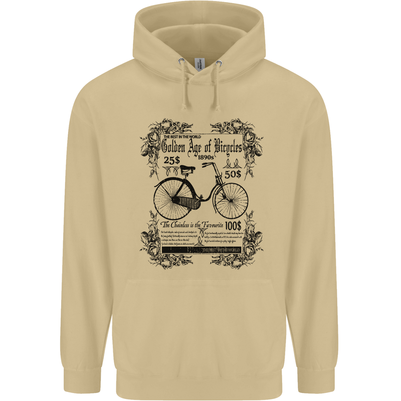 The Golden Age of Bicycles Cyclist Cycling Mens 80% Cotton Hoodie Sand
