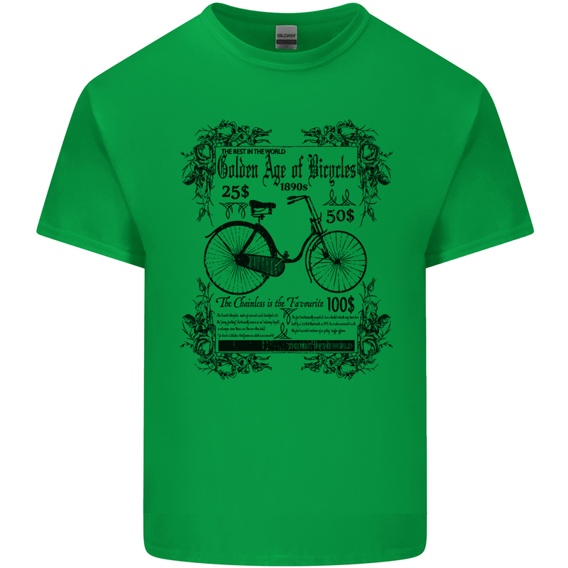 The Golden Age of Bicycles Cyclist Cycling Mens Cotton T-Shirt Tee Top Irish Green