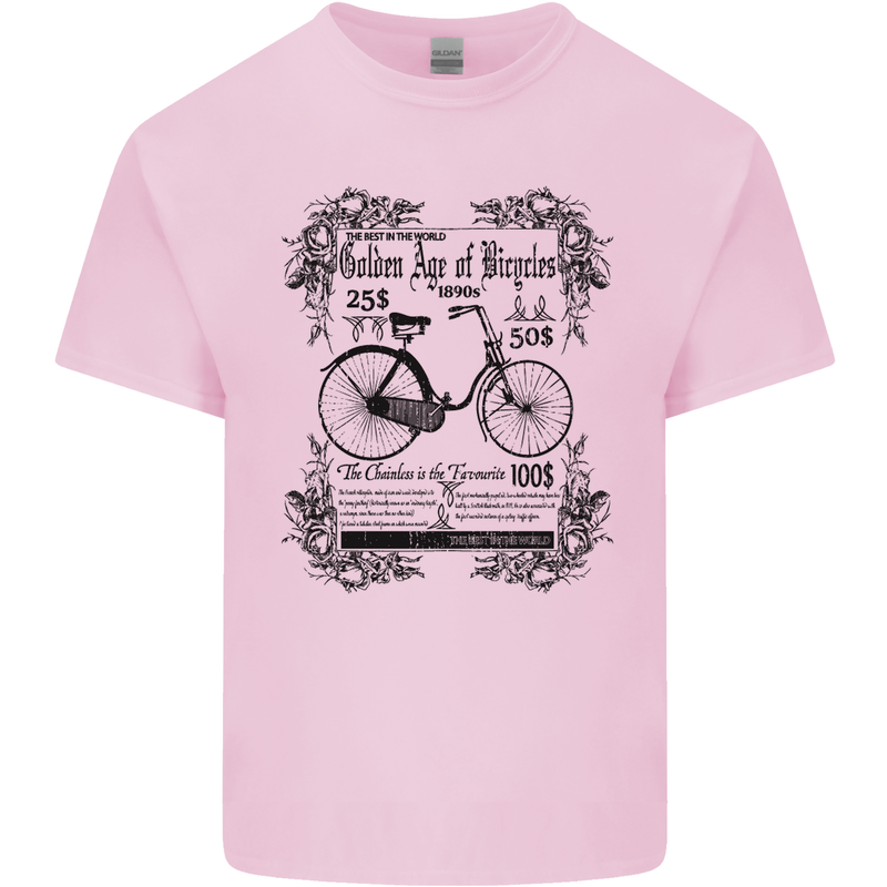 The Golden Age of Bicycles Cyclist Cycling Mens Cotton T-Shirt Tee Top Light Pink