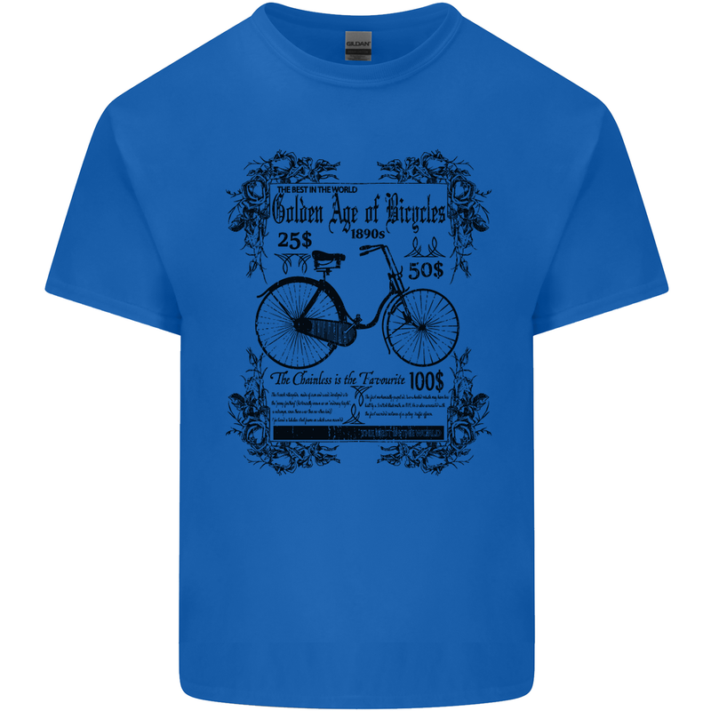 The Golden Age of Bicycles Cyclist Cycling Mens Cotton T-Shirt Tee Top Royal Blue