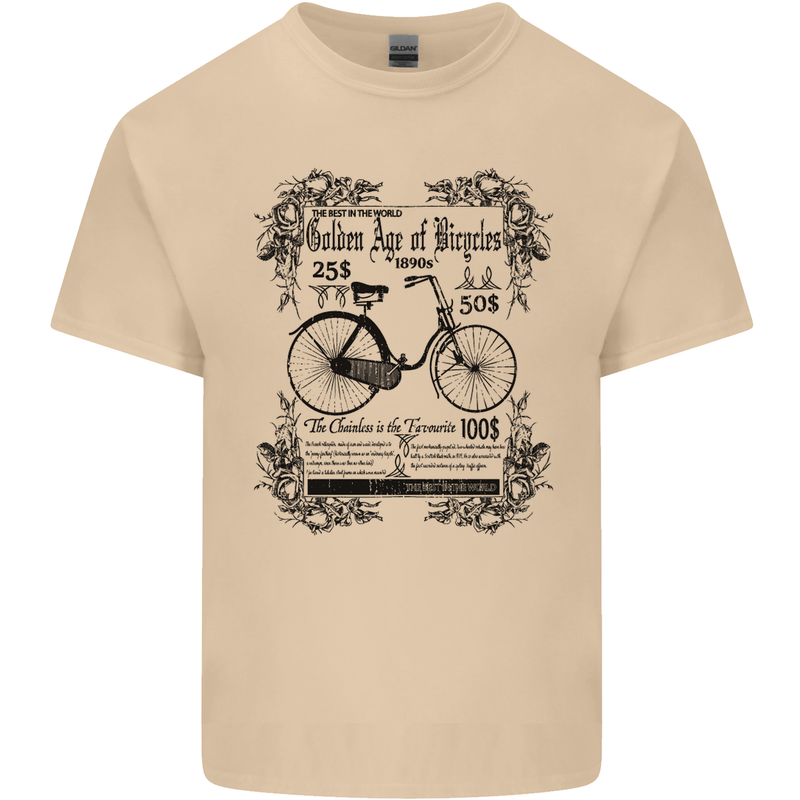 The Golden Age of Bicycles Cyclist Cycling Mens Cotton T-Shirt Tee Top Sand