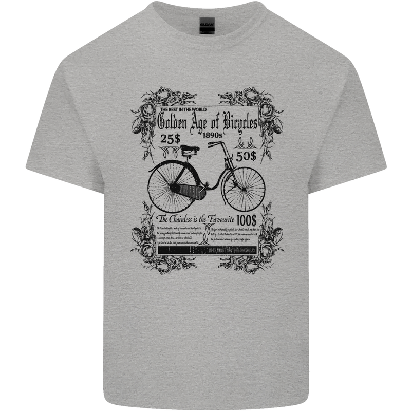 The Golden Age of Bicycles Cyclist Cycling Mens Cotton T-Shirt Tee Top Sports Grey