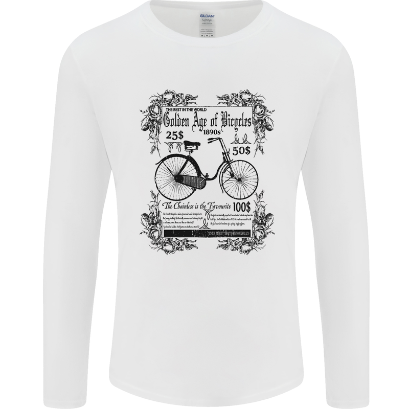 The Golden Age of Bicycles Cyclist Cycling Mens Long Sleeve T-Shirt White