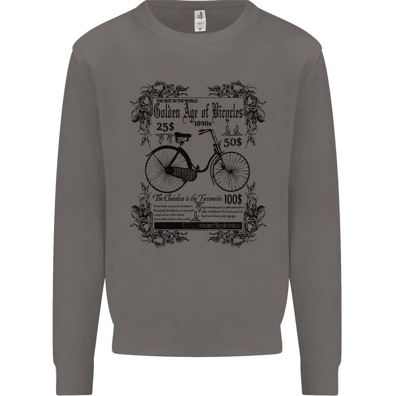 The Golden Age of Bicycles Cyclist Cycling Mens Sweatshirt Jumper Charcoal