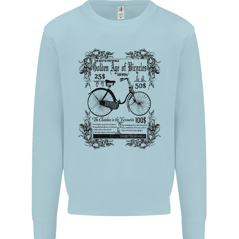 The Golden Age of Bicycles Cyclist Cycling Mens Sweatshirt Jumper Light Blue