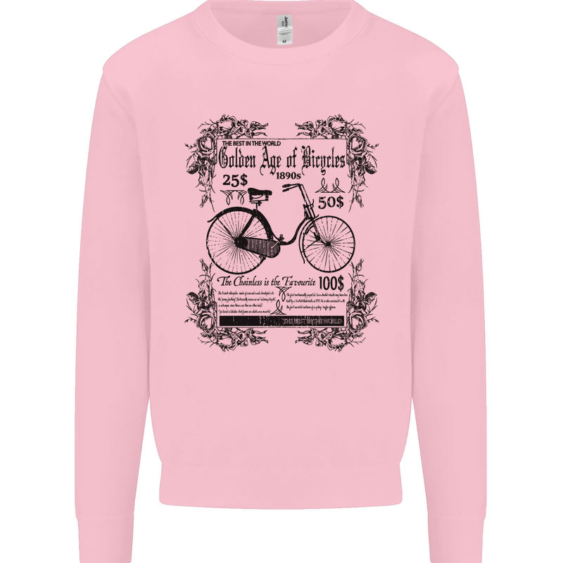 The Golden Age of Bicycles Cyclist Cycling Mens Sweatshirt Jumper Light Pink
