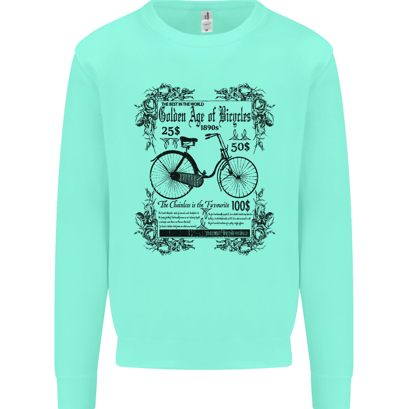 The Golden Age of Bicycles Cyclist Cycling Mens Sweatshirt Jumper Peppermint