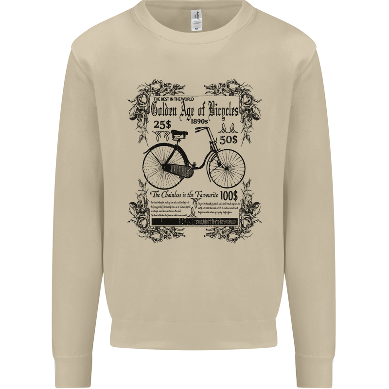 The Golden Age of Bicycles Cyclist Cycling Mens Sweatshirt Jumper Sand