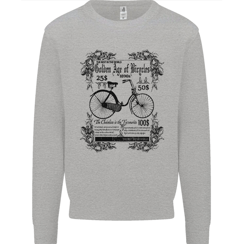 The Golden Age of Bicycles Cyclist Cycling Mens Sweatshirt Jumper Sports Grey