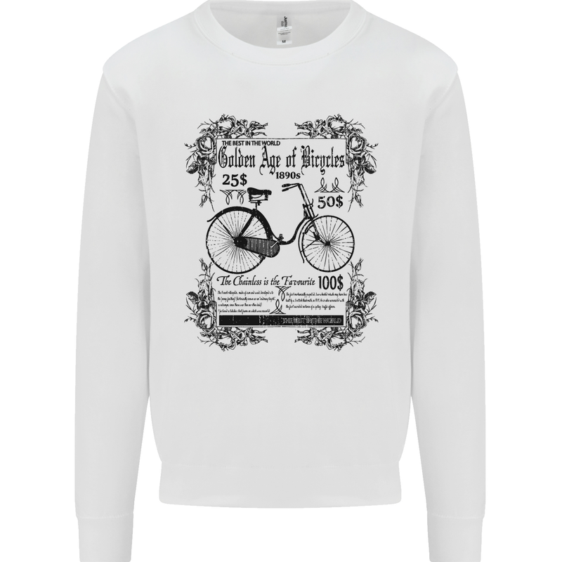 The Golden Age of Bicycles Cyclist Cycling Mens Sweatshirt Jumper White