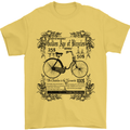 The Golden Age of Bicycles Cyclist Cycling Mens T-Shirt Cotton Gildan Yellow
