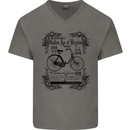 The Golden Age of Bicycles Cyclist Cycling Mens V-Neck Cotton T-Shirt Charcoal