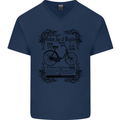 The Golden Age of Bicycles Cyclist Cycling Mens V-Neck Cotton T-Shirt Navy Blue