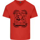 The Golden Age of Bicycles Cyclist Cycling Mens V-Neck Cotton T-Shirt Red