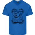 The Golden Age of Bicycles Cyclist Cycling Mens V-Neck Cotton T-Shirt Royal Blue