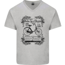The Golden Age of Bicycles Cyclist Cycling Mens V-Neck Cotton T-Shirt Sports Grey